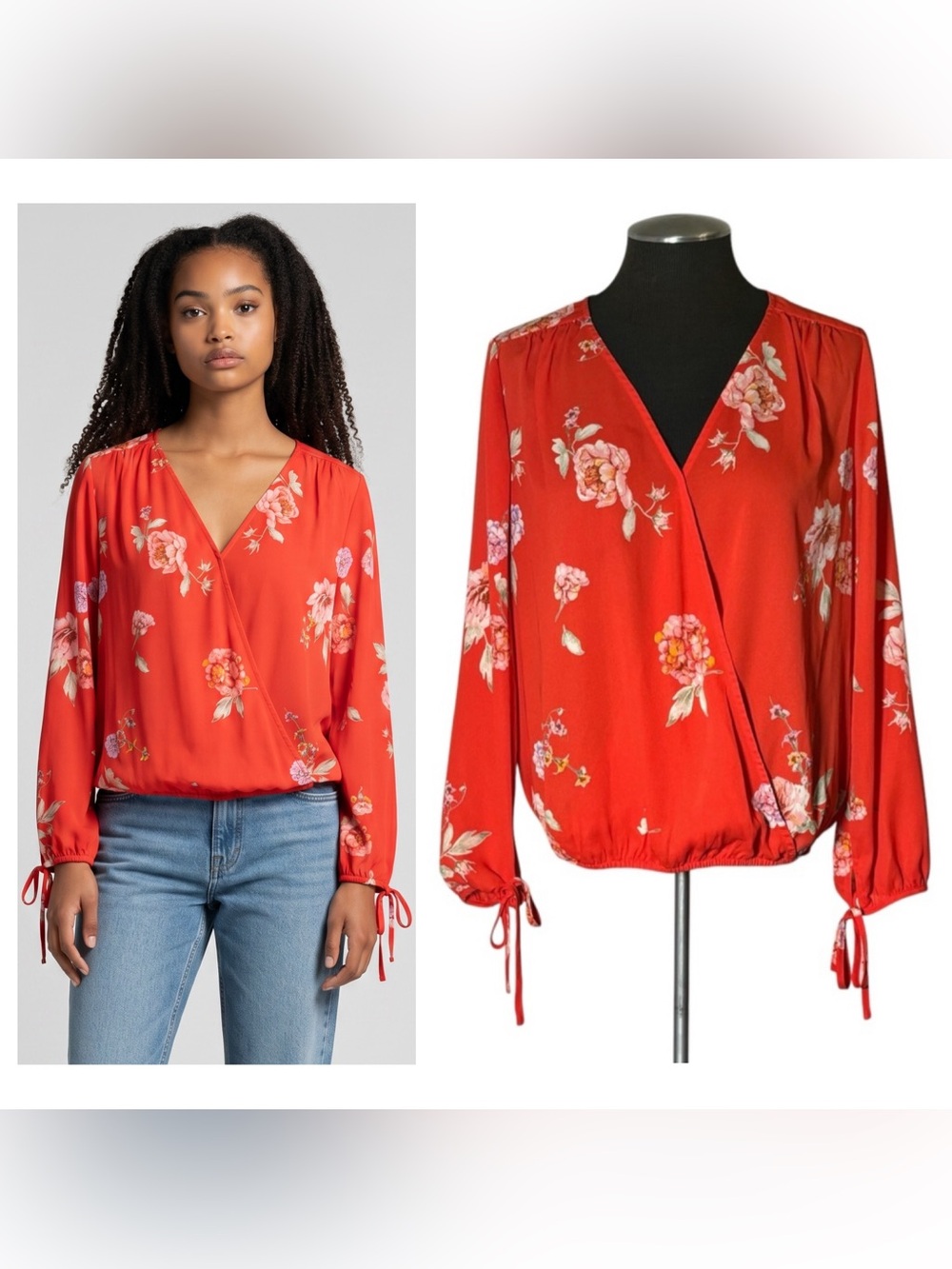 🆕 Collective Concepts – Floral Tie Sleeve Blouse – Stitch Fix – Petite Medium